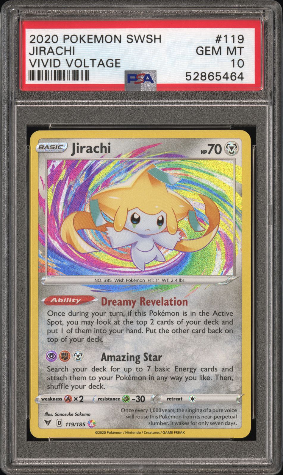 2020 Pokemon Sword and Shield Vivid Voltage Jirachi #119 PSA 10