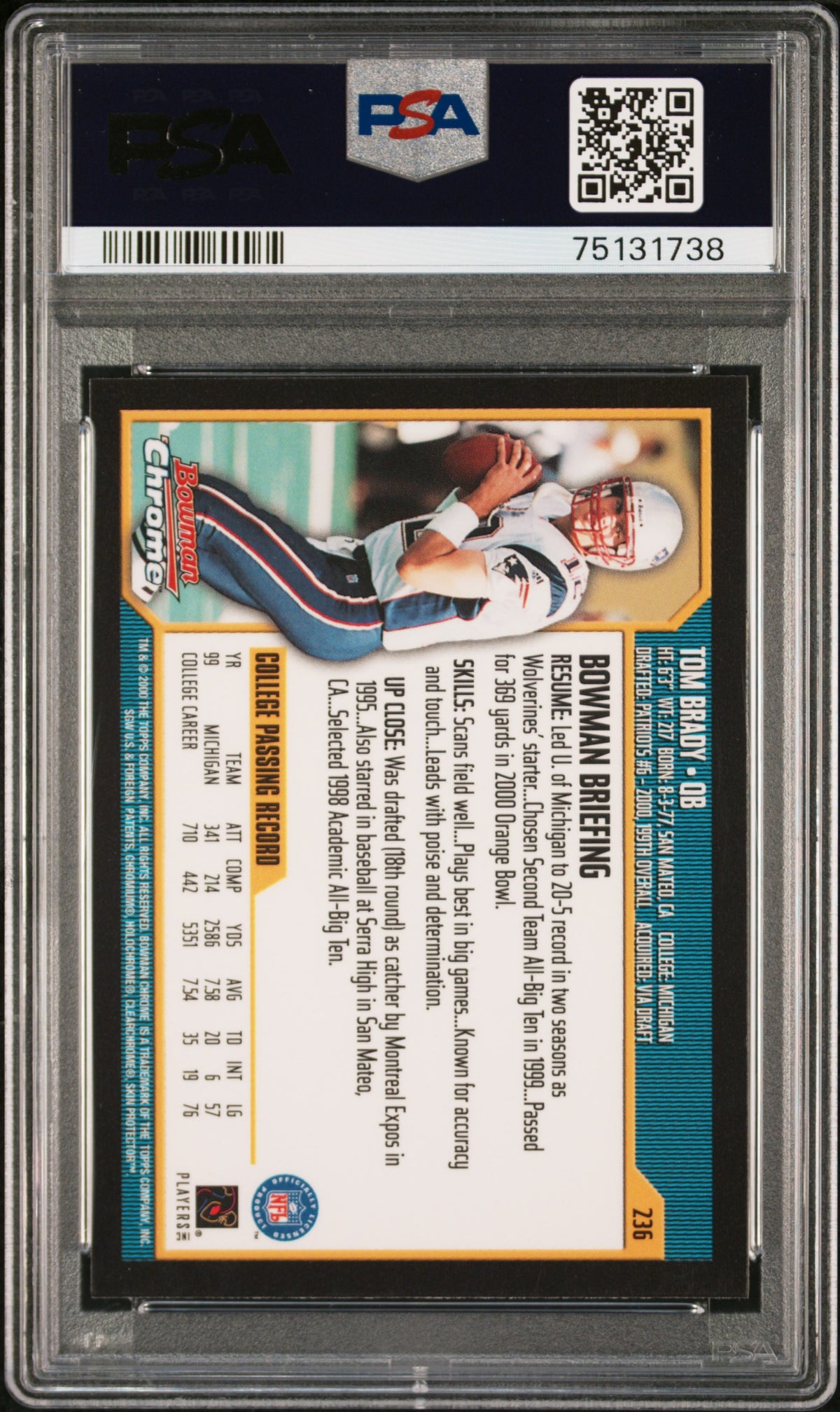 2000 Bowman Chrome Tom Brady #236 PSA 9