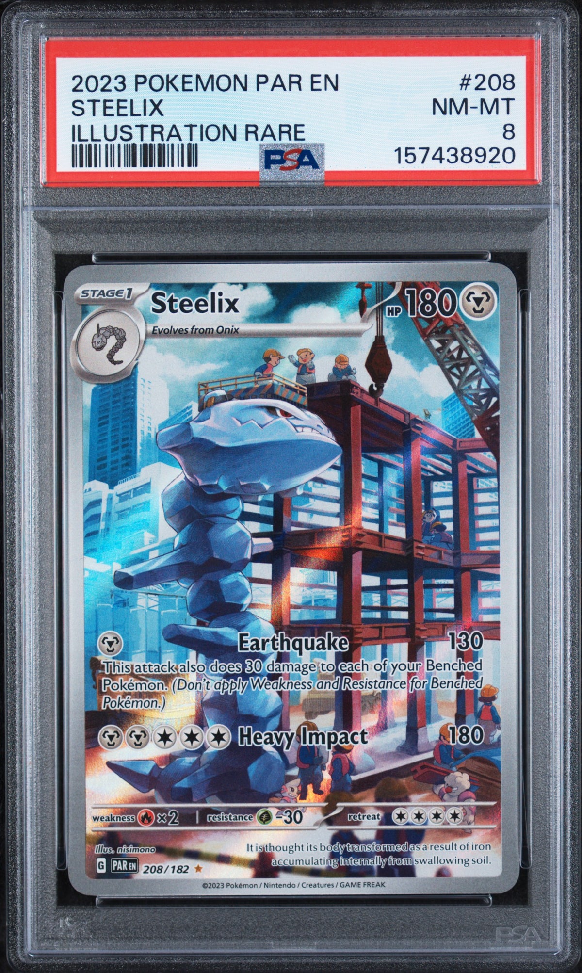2023 Pokemon Scarlet and Violet Paradox Rift Illustration Rare Steelix #208 PSA 8