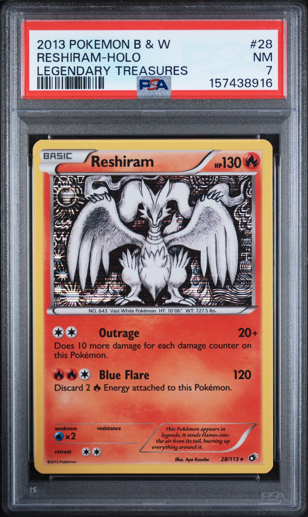 2013 Pokemon Black and White Legendary Treasures Reshiram #28 PSA 7