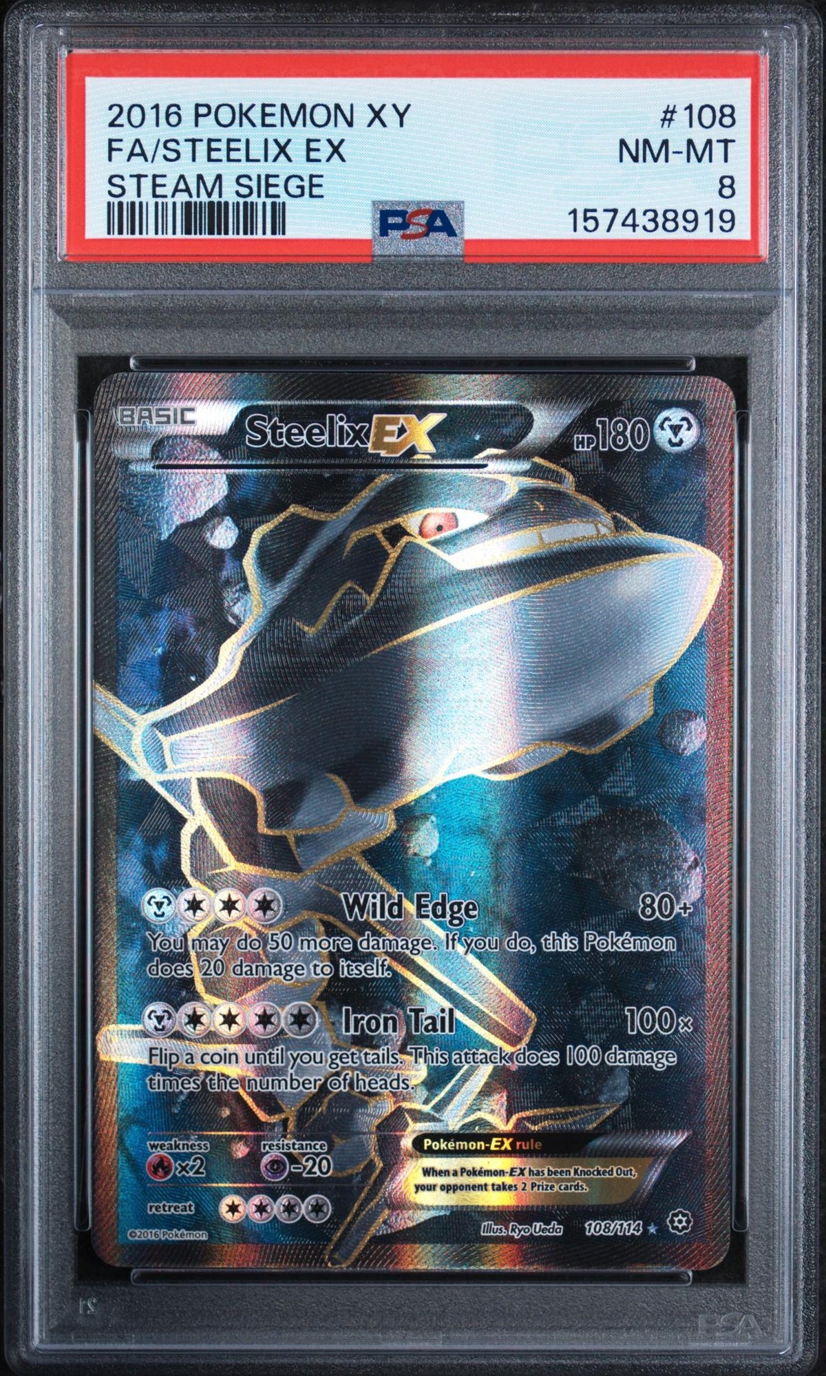 2016 Pokemon XY Steam Siege Steelix Ex #108 PSA 8