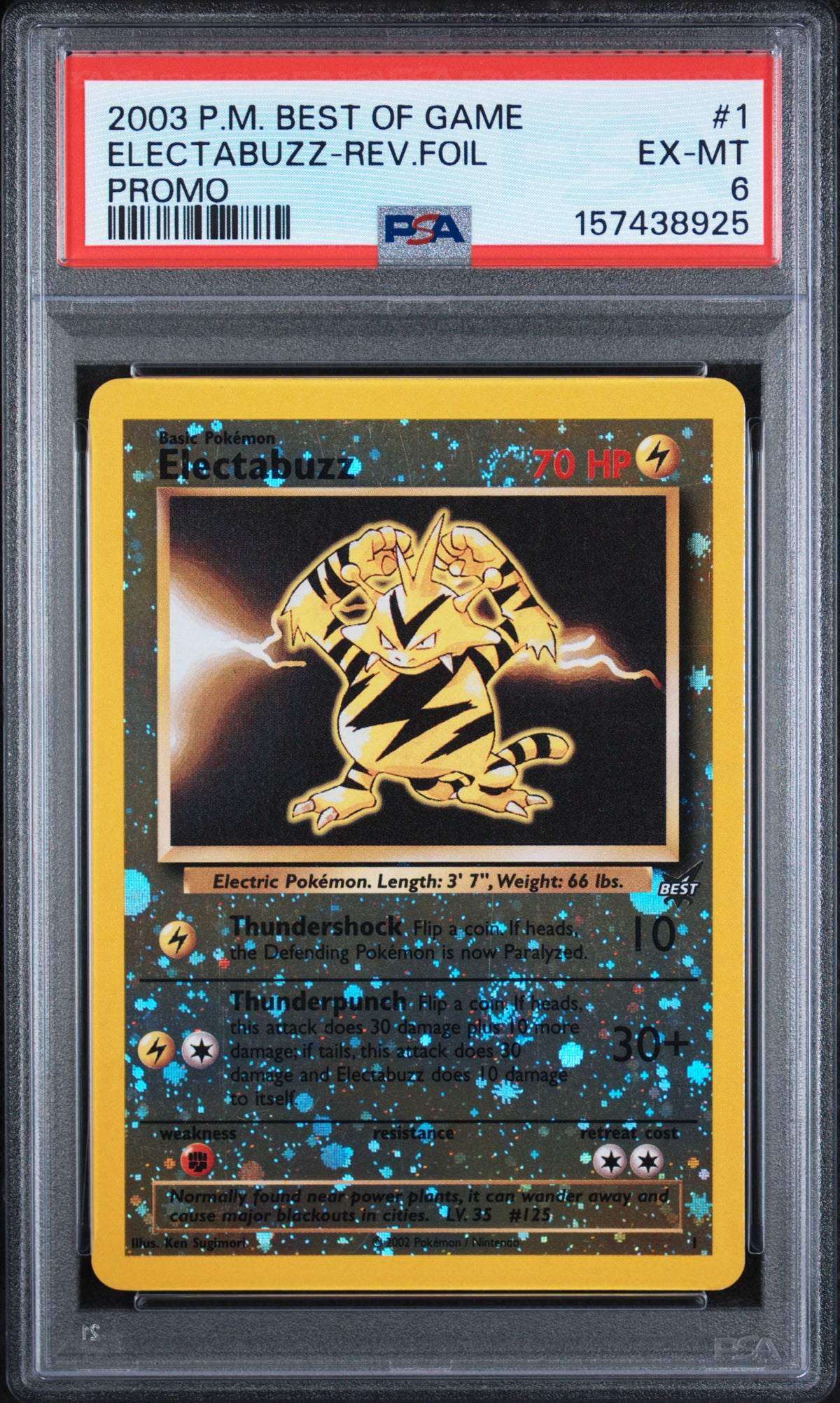 2003 Pokemon Best of Game Promos Reverse Holo Electabuzz #1 PSA 6