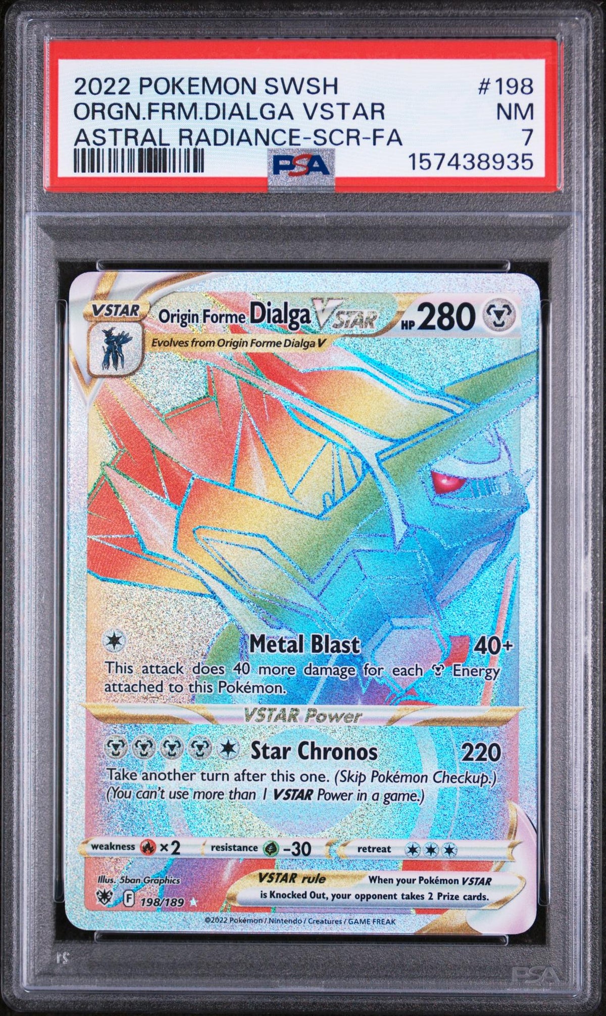 2022 Astral Radiance English Origin Forme Dialga Vstar #198 PSA 7