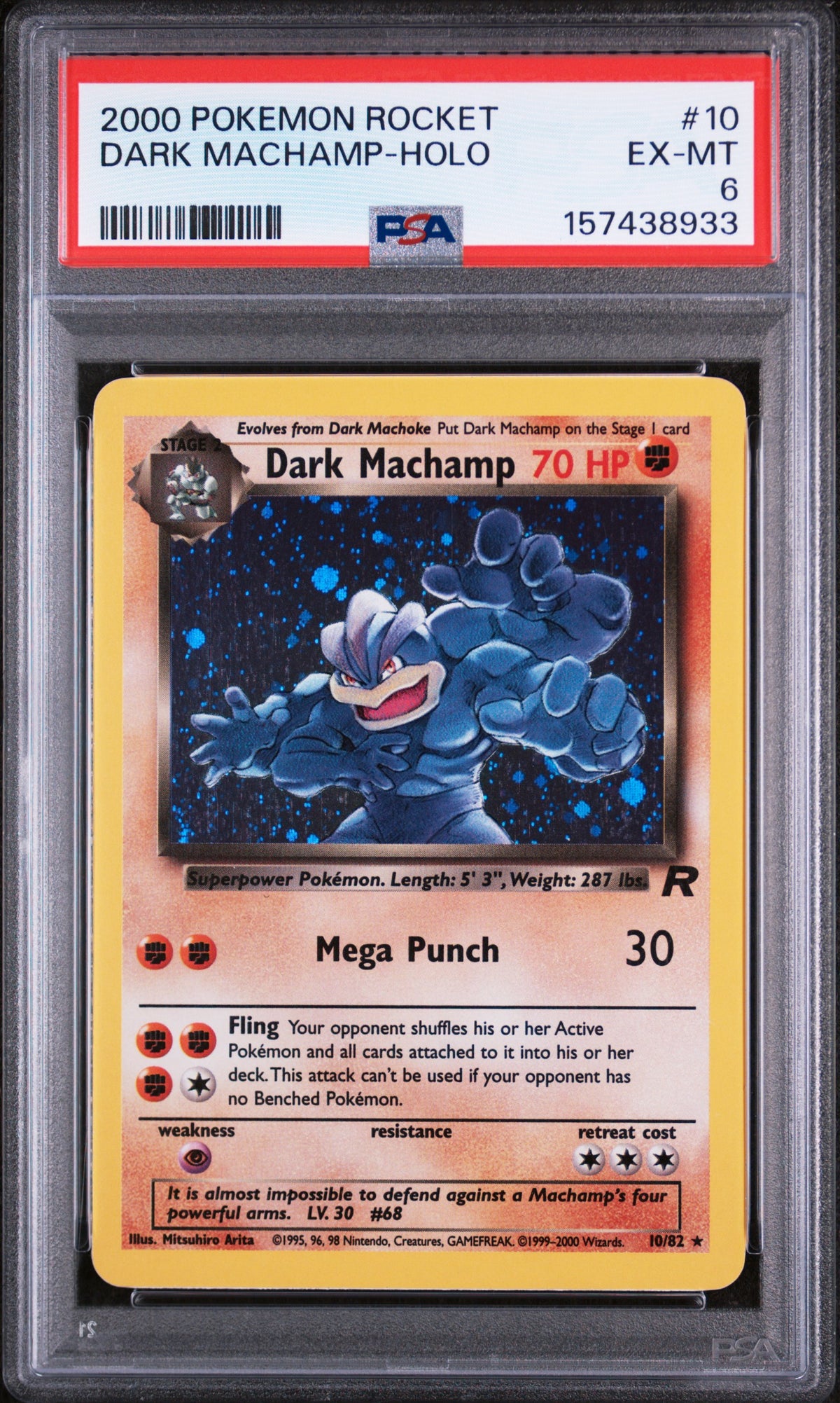 2000 Pokemon Team Rocket Holo Dark Machamp #10 PSA 6