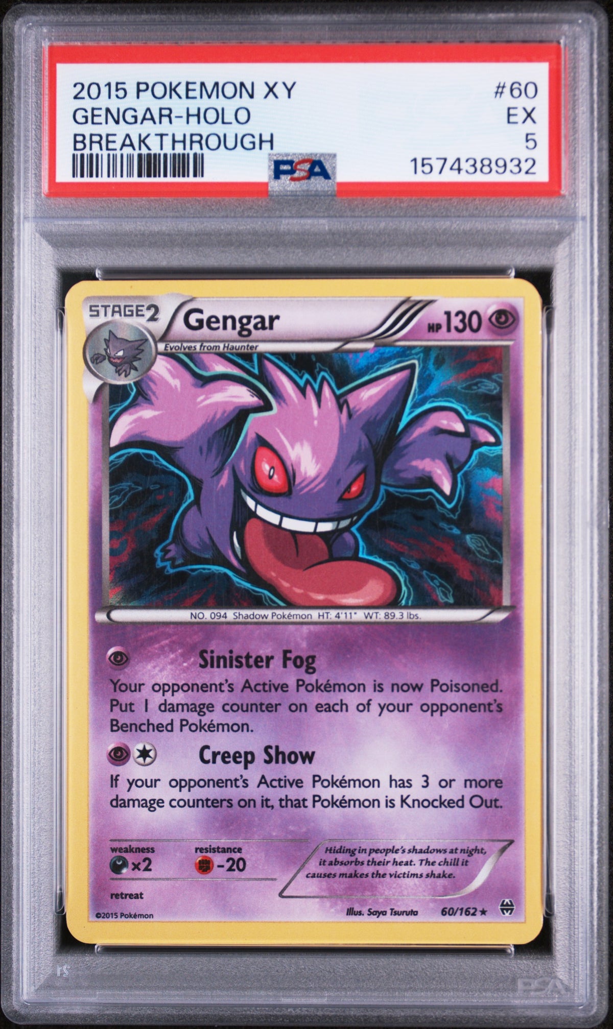 2015 Pokemon XY Breakthrough Holo Gengar #60 PSA 5