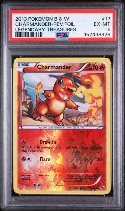 2013 Pokemon Black and White Legendary Treasures Reverse Holo Charmander #17 PSA 6