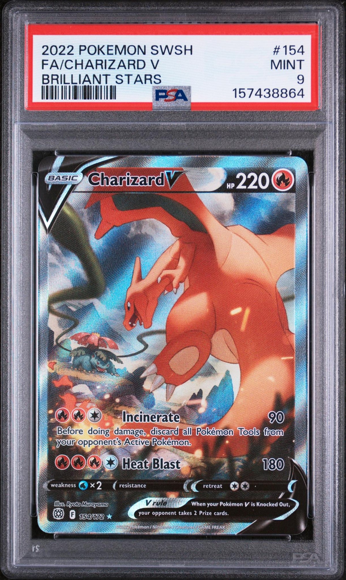 2022 Pokemon Sword and Shield Brilliant Stars Charizard V #154 PSA 9