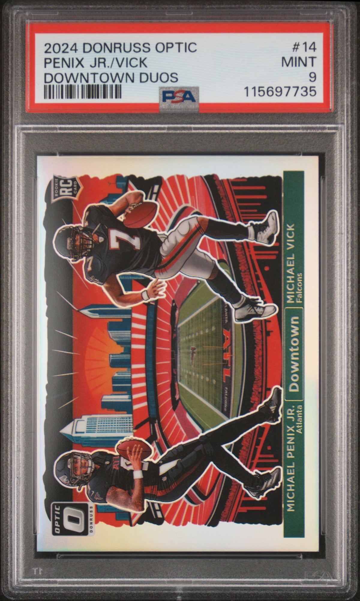2024 Donruss Optic Downtown Duos Michael Penix Jr./Michael Vick #14 PSA 9