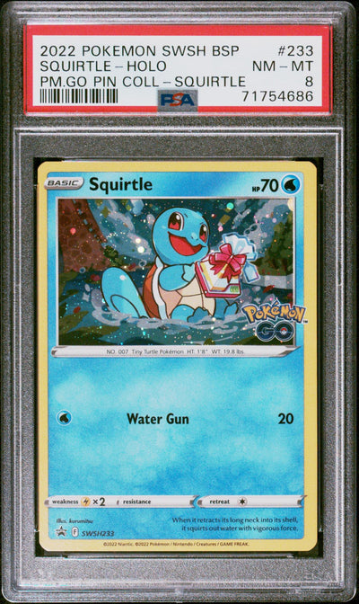 2022 Pokemon Swsh Black Star Promo Pokemon Go Pin Collection-Squirtle Squirtle #233 PSA 8