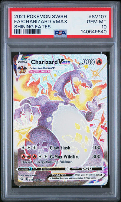 2021 Pokemon Sword and Shield Shining Fates Shiny Vault Charizard Vmax #SV107 PSA 10
