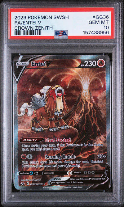 2023 Pokemon Sword and Shield Crown Zenith Galarian Gallery Entei V #GG36 PSA 10