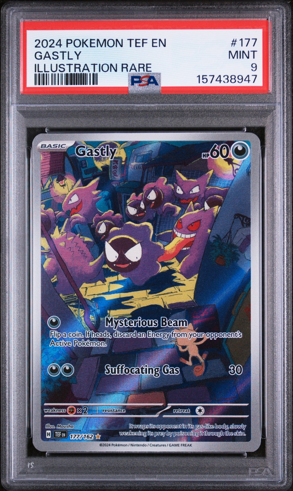 2024 Pokemon Scarlet and Violet Temporal Forces Illustration Rare Gastly #177 PSA 9