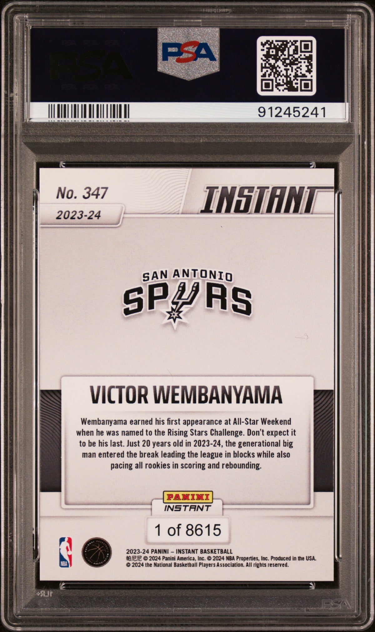 2023 Panini Instant Victor Wembanyama #347 /1 PSA 9