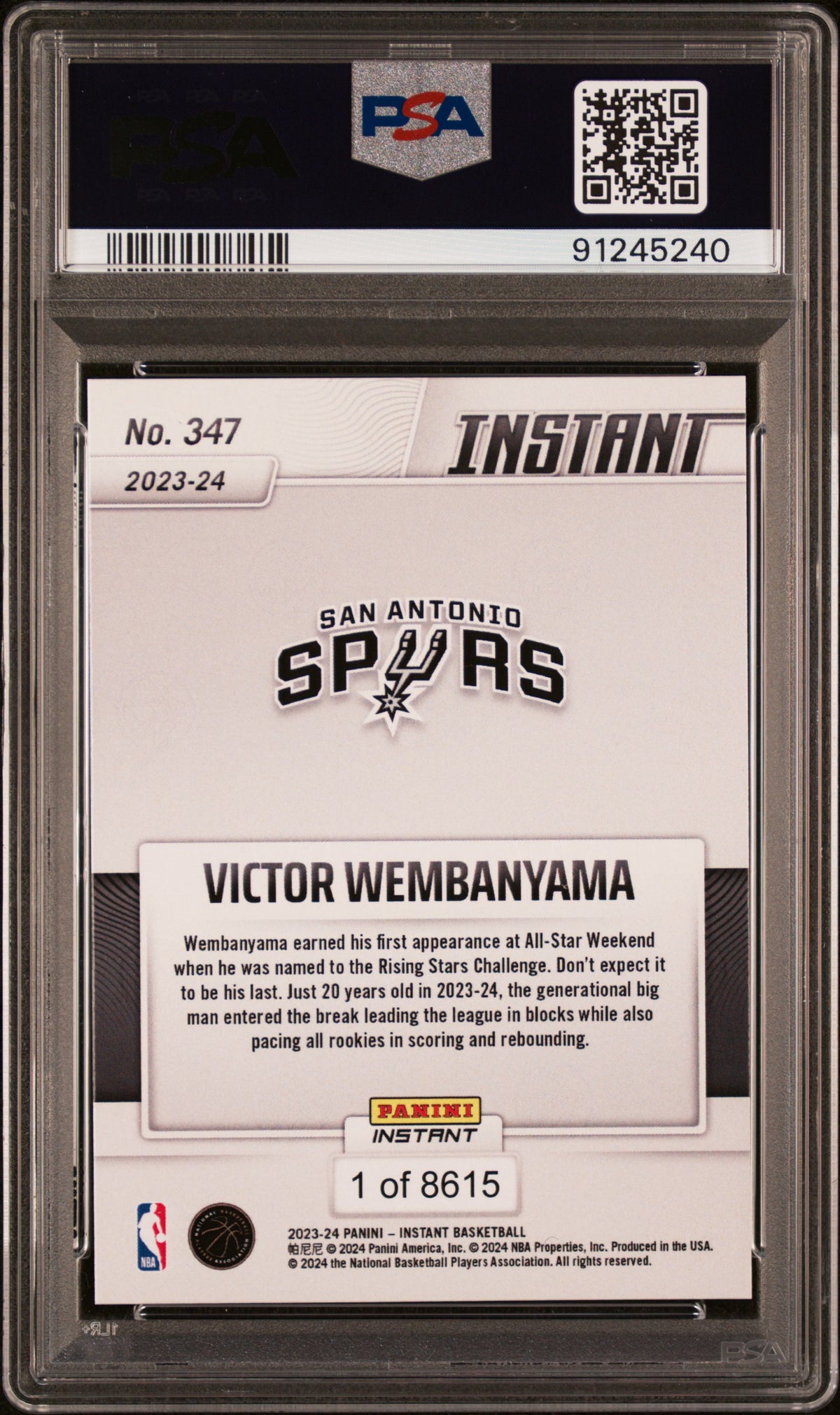 2023 Panini Instant Victor Wembanyama #347 /1 PSA 9
