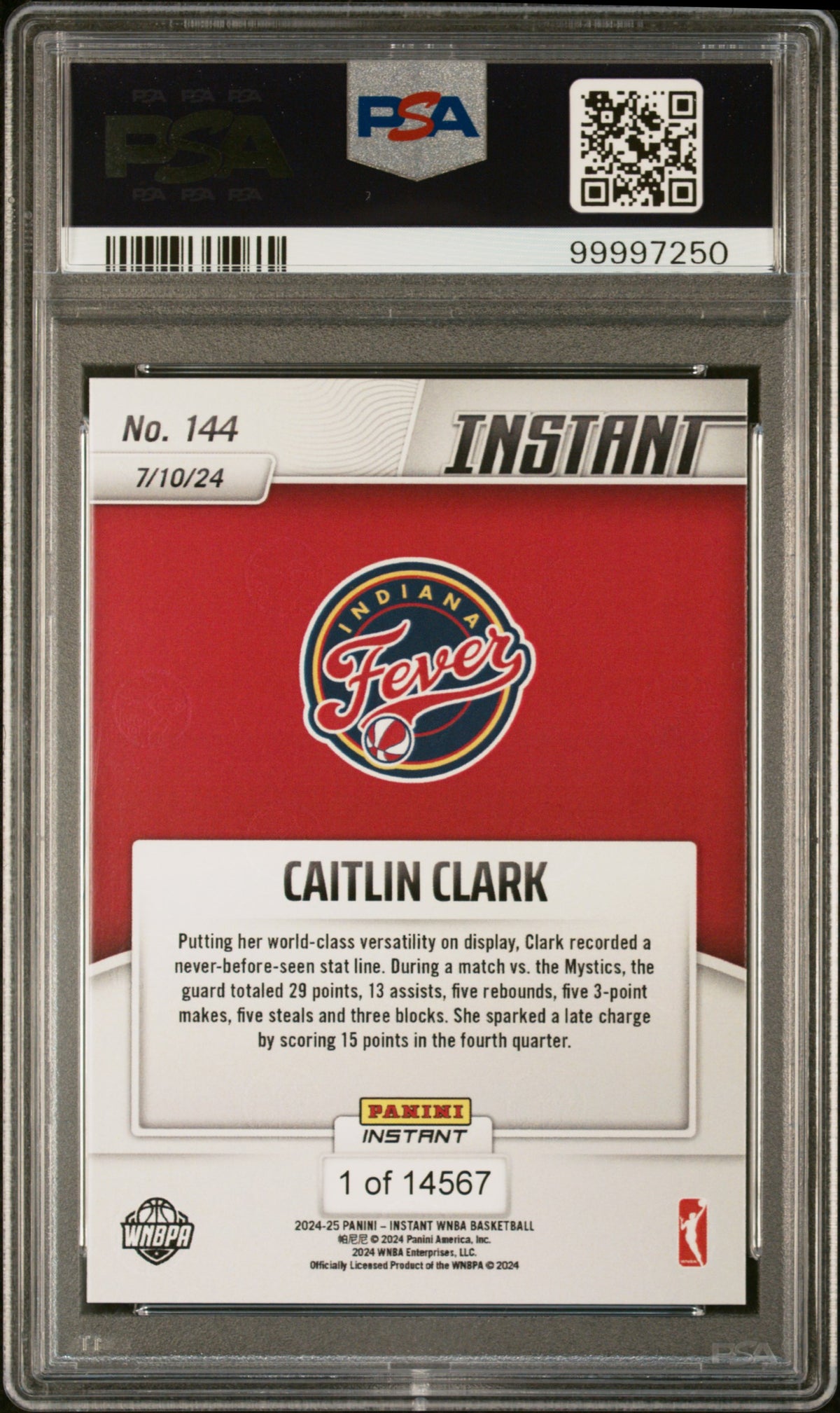 2024 Panini Instant WNBA Caitlin Clark #144 /14567 PSA 8