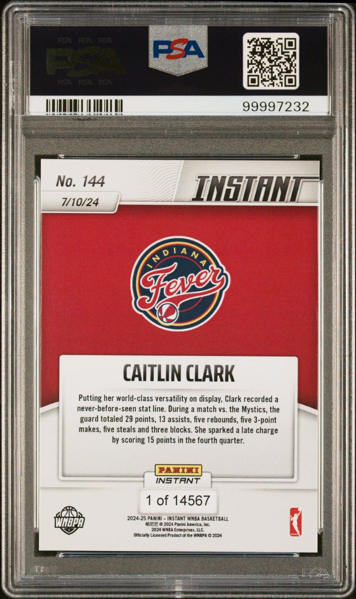 2024 Panini Instant WNBA Caitlin Clark #144 /14567 PSA 8