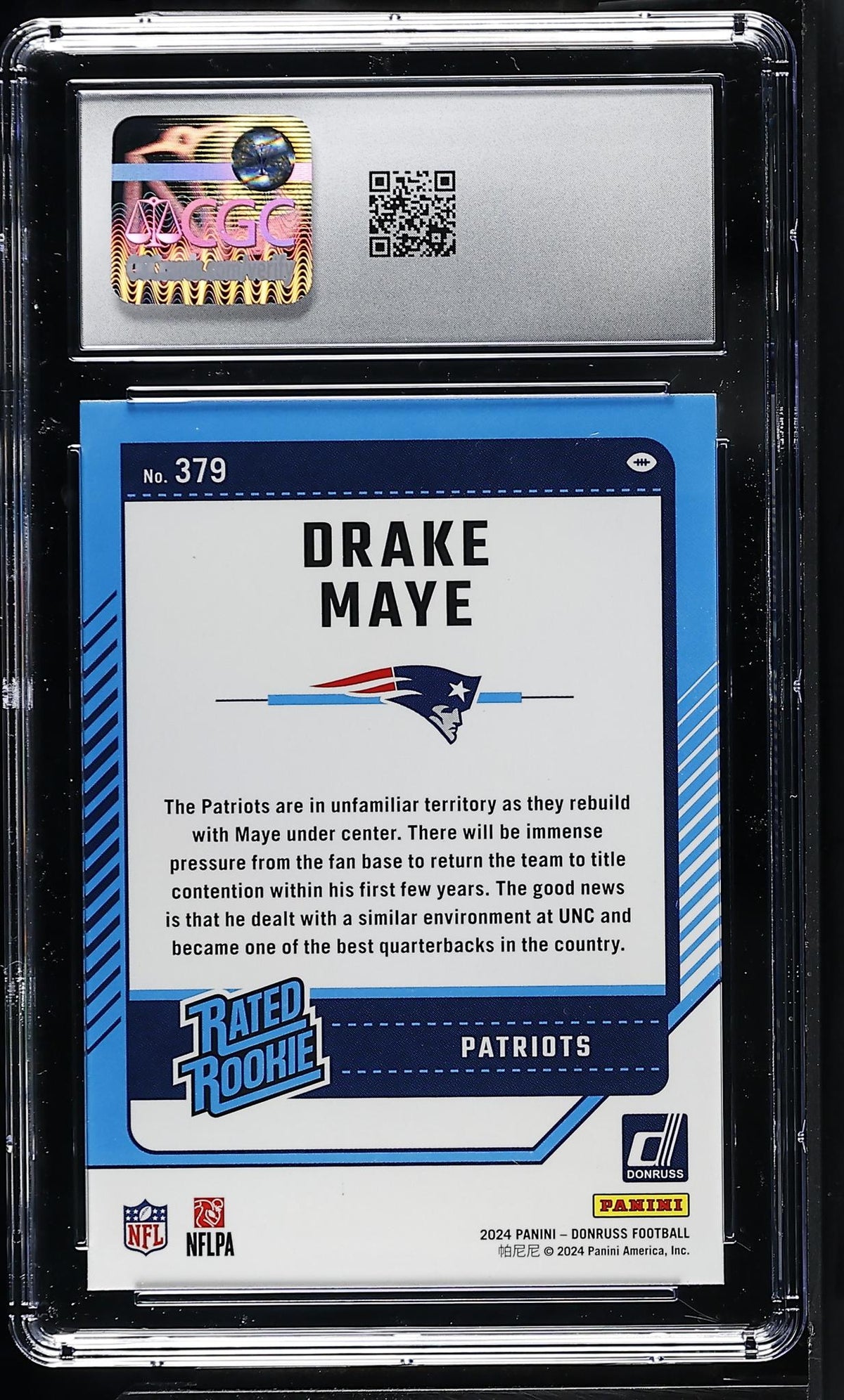 2024 Donruss #379 Drake Maye Rated Rookie CGC 10
