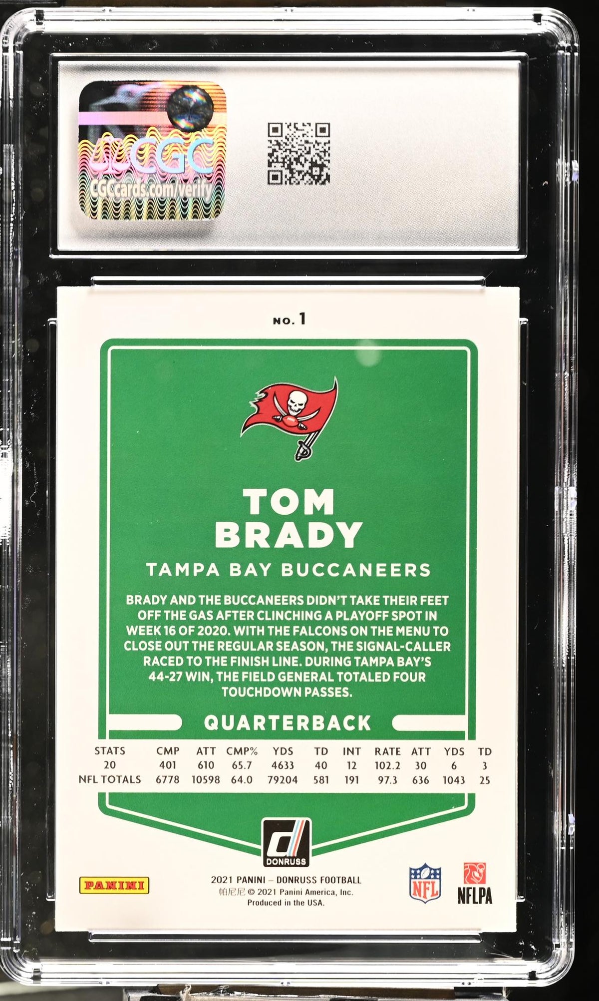 2021 Donruss #1 Tom Brady Variation CGC 9