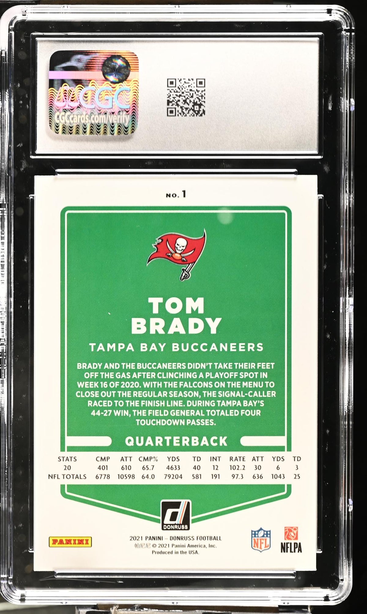 2021 Donruss #1 Tom Brady Variation CGC 8.5