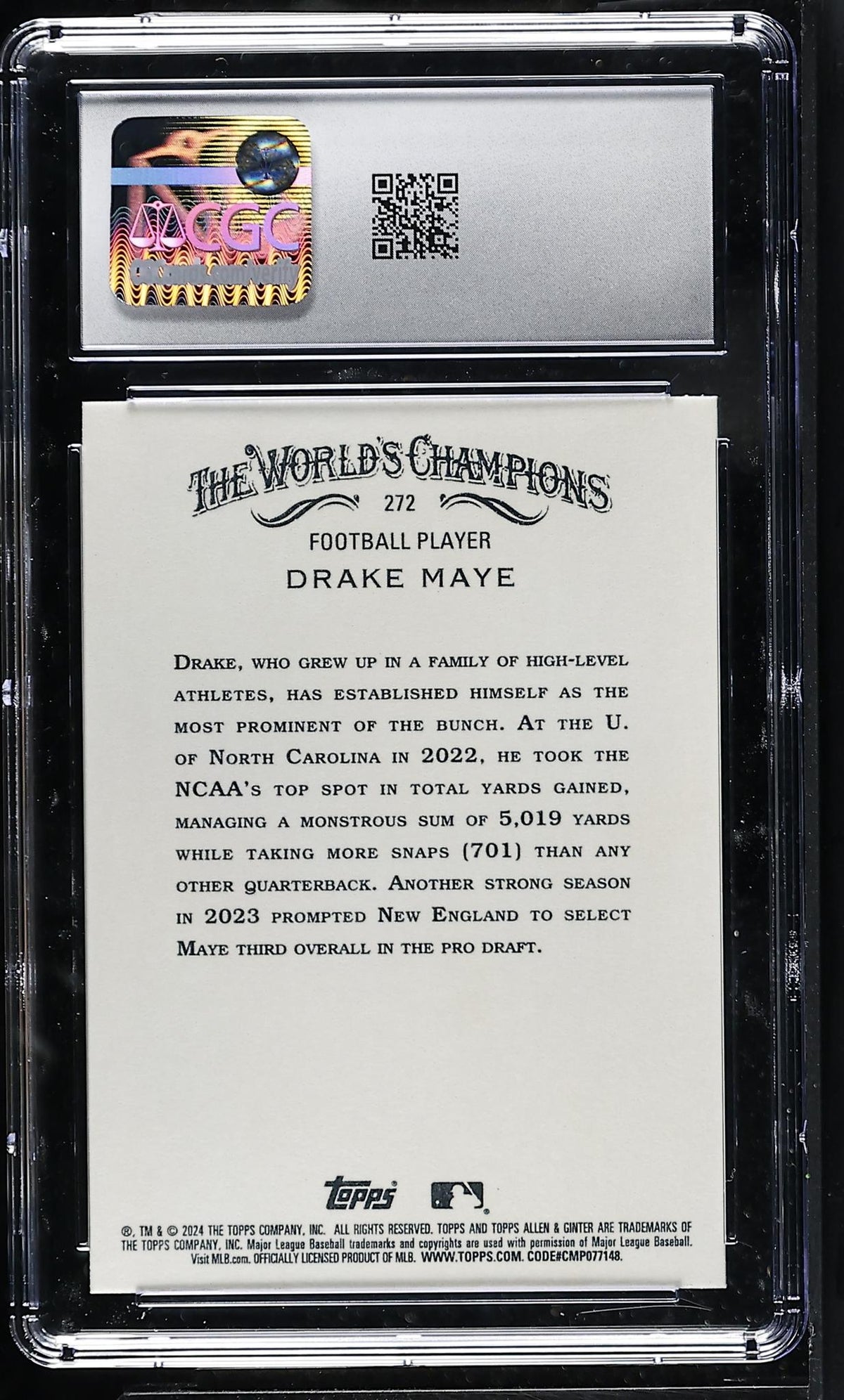 2024 Allen & Ginter #272 Drake Maye CGC 10