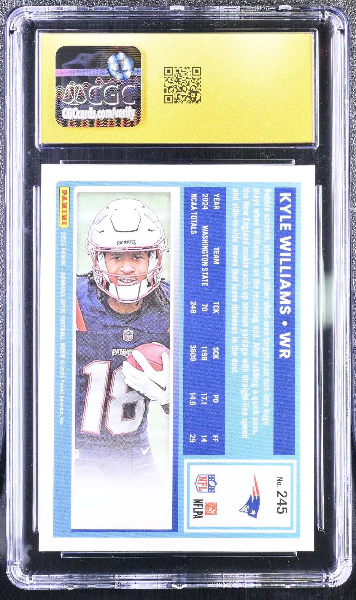 2025 Donruss Optic #245 Kyle Williams Rated Rookie CGC 10