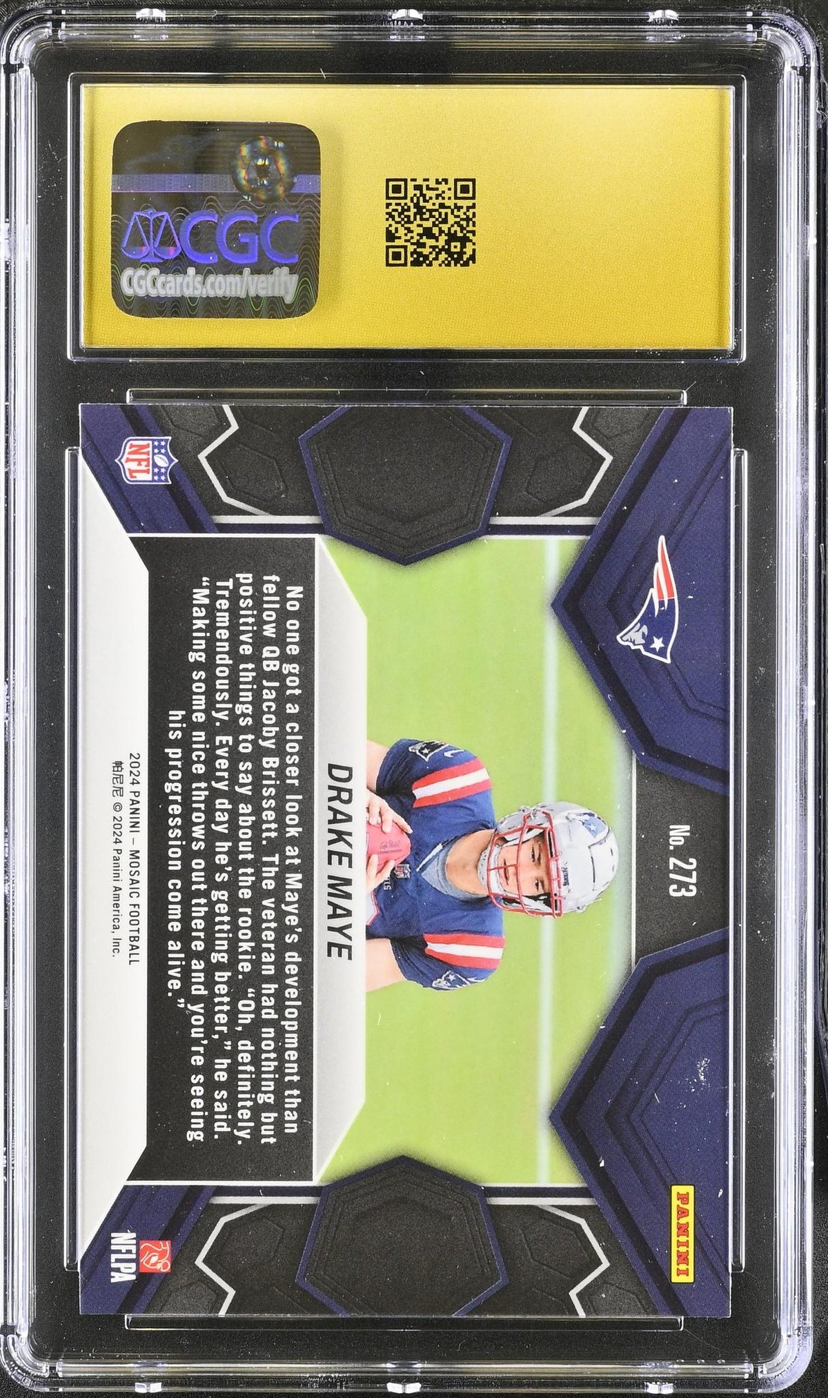 2024 Mosaic #273 Drake Maye NFL Debut CGC 10