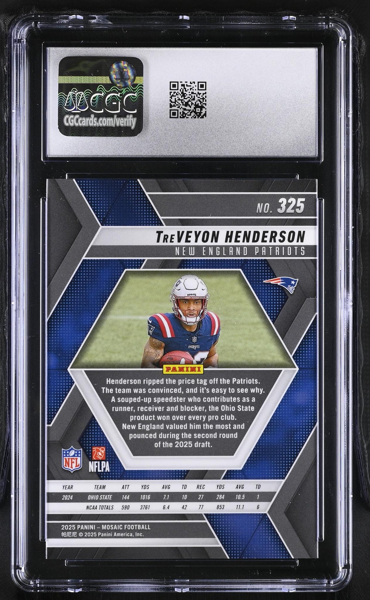 2025 Mosaic #325 TreVeyon Henderson CGC 10