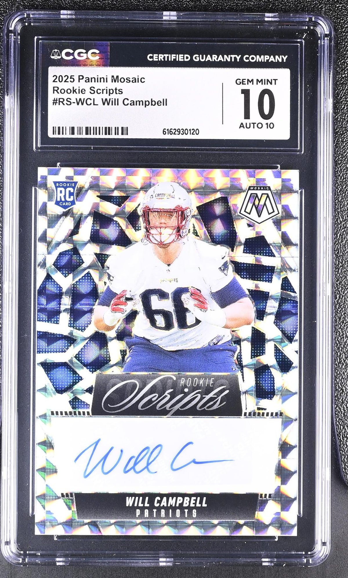 2025 Mosaic #RS-WCL Will Campbell Rookie Scripts CGC 10