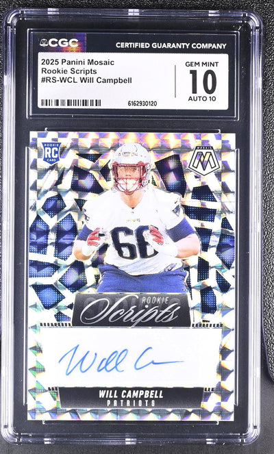 2025 Mosaic #RS-WCL Will Campbell Rookie Scripts CGC 10