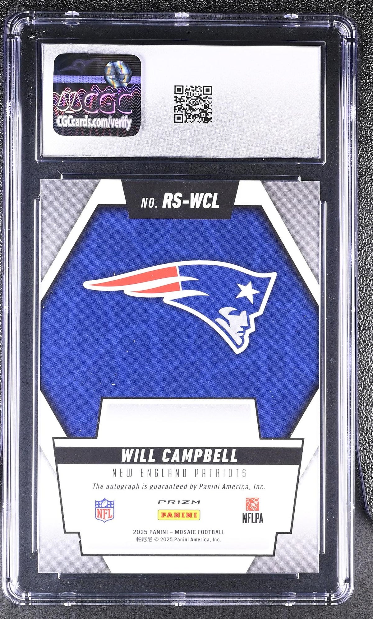 2025 Mosaic #RS-WCL Will Campbell Rookie Scripts CGC 10