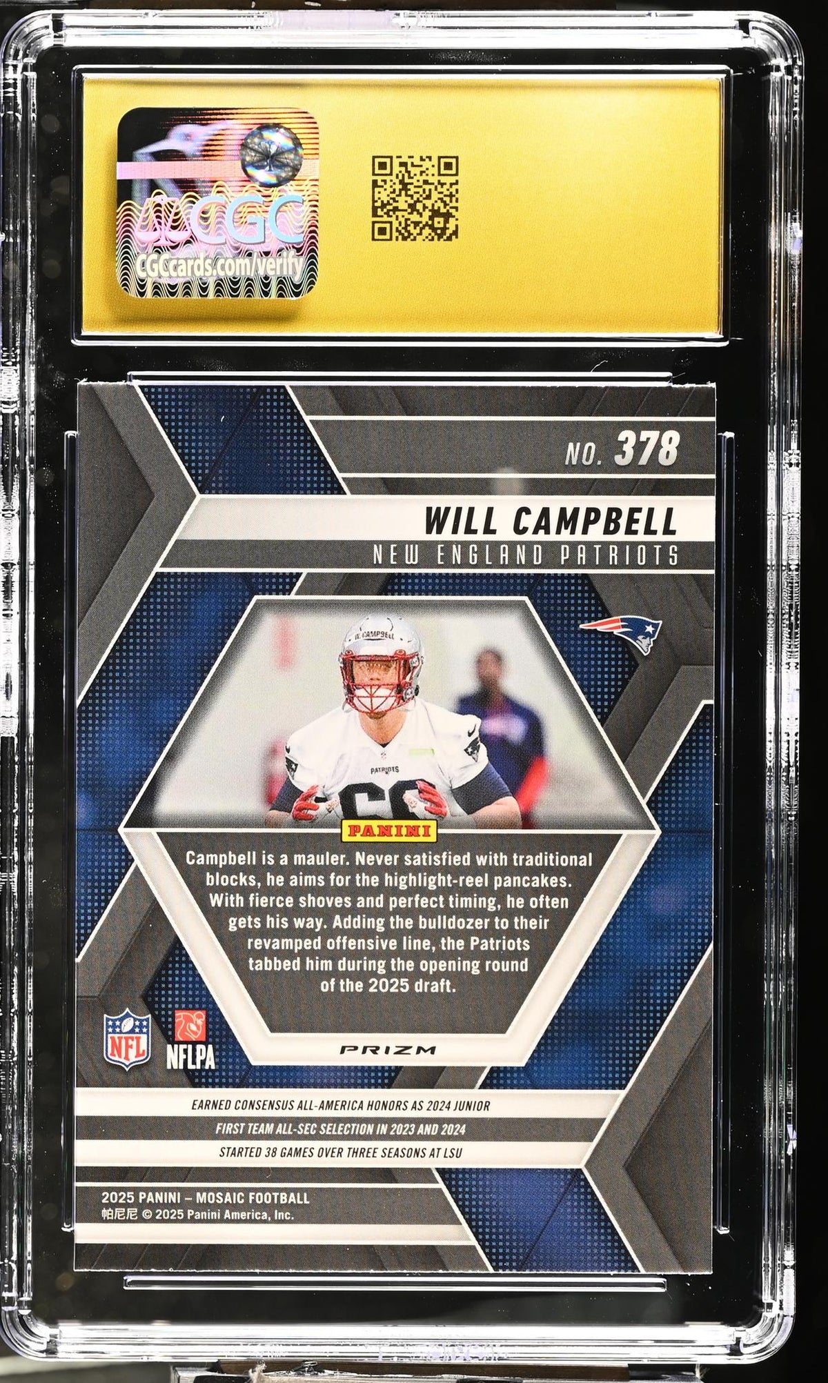 2025 Mosaic #378 Will Campbell Mosaic CGC 10