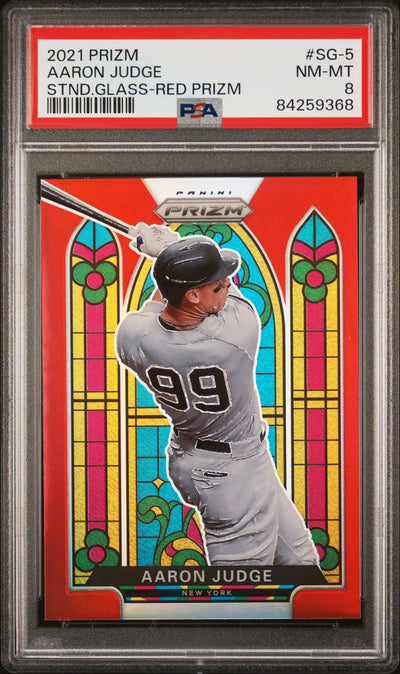 2021 Panini Prizm Stained Glass Red Prizm Aaron Judge #SG-5 PSA 8