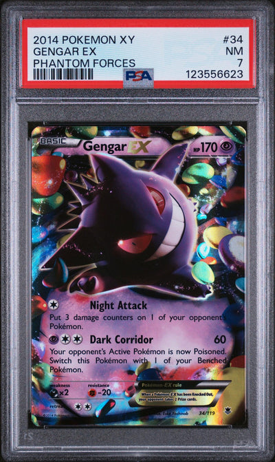 2014 Pokemon XY Phantom Forces Gengar Ex #34 PSA 7