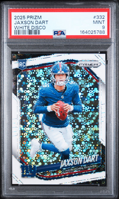2025 Panini Prizm White Disco Jaxson Dart #332 PSA 9
