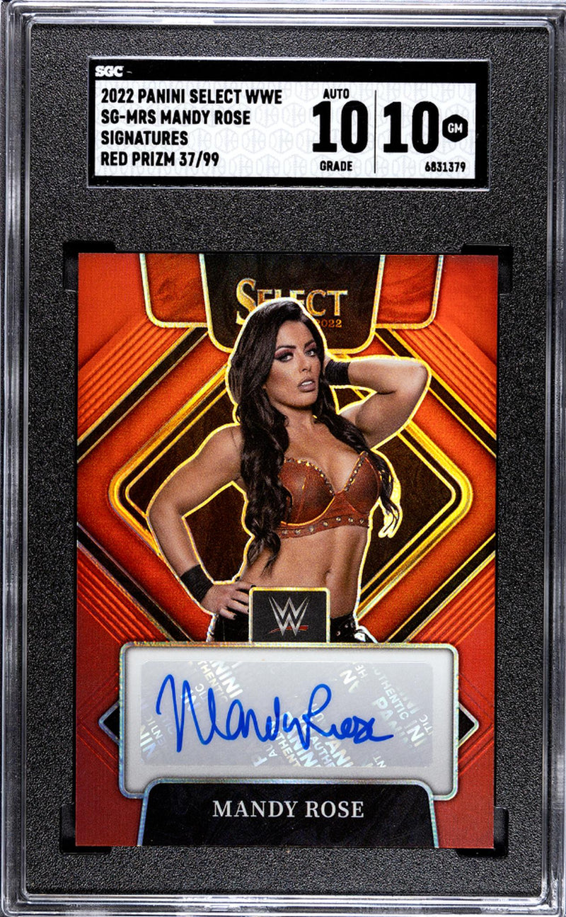2022 Panini Select WWE Signatures Mandy Rose Red Prizm Auto #SG-MRS 37/99 SGC 10