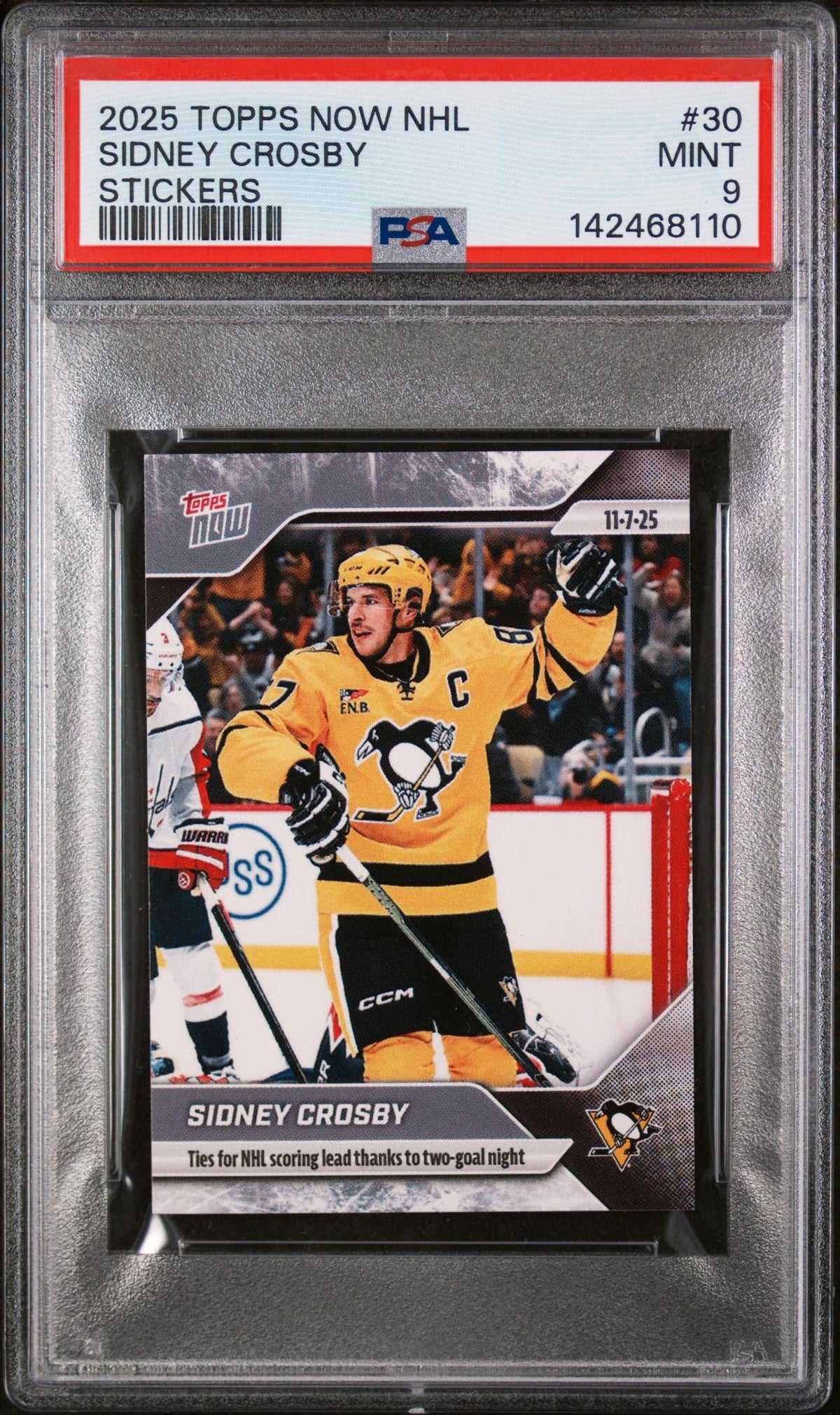 2025 Topps Now NHL Stickers Sidney Crosby #30 PSA 9