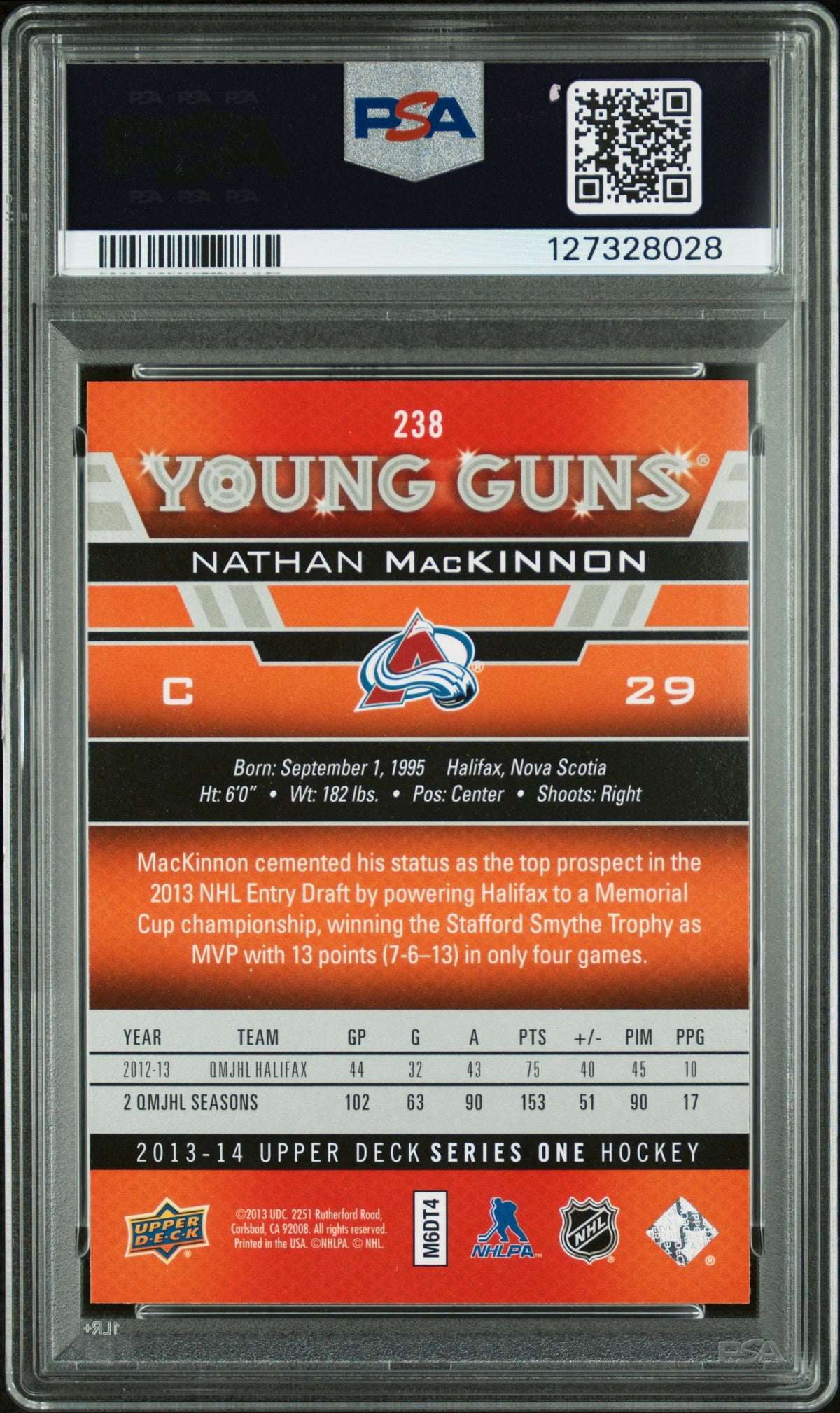 2013 Upper Deck Young Guns Nathan Mackinnon #238 PSA 9