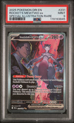 2025 Pokemon Scarlet and Violet Destined Rivals Special Illustration Rare Team Rocket's Mewtwo Ex #231 PSA 9