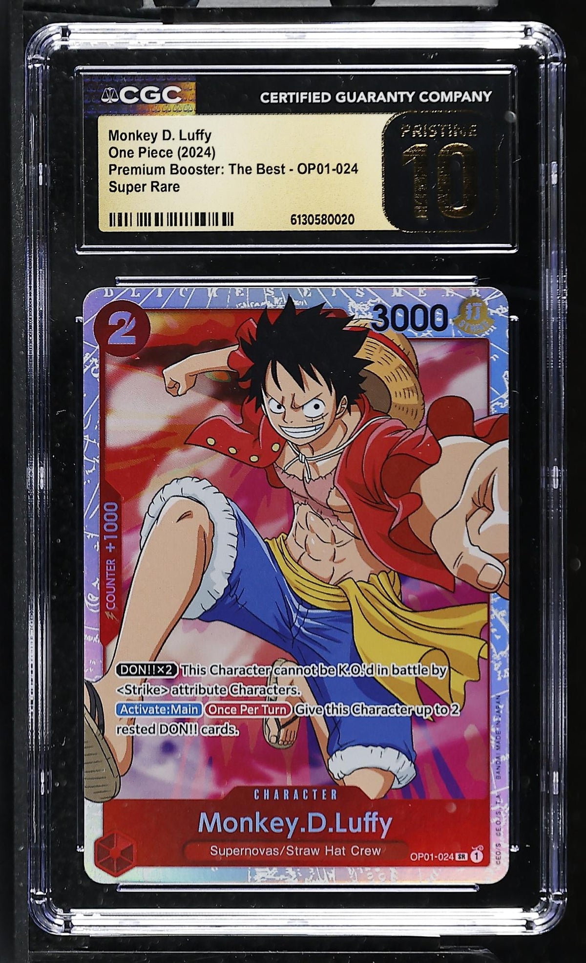 2024 Bandai Premium Booster: The Best Monkey D. Luffy OP01-024 Super Rare CGC 10