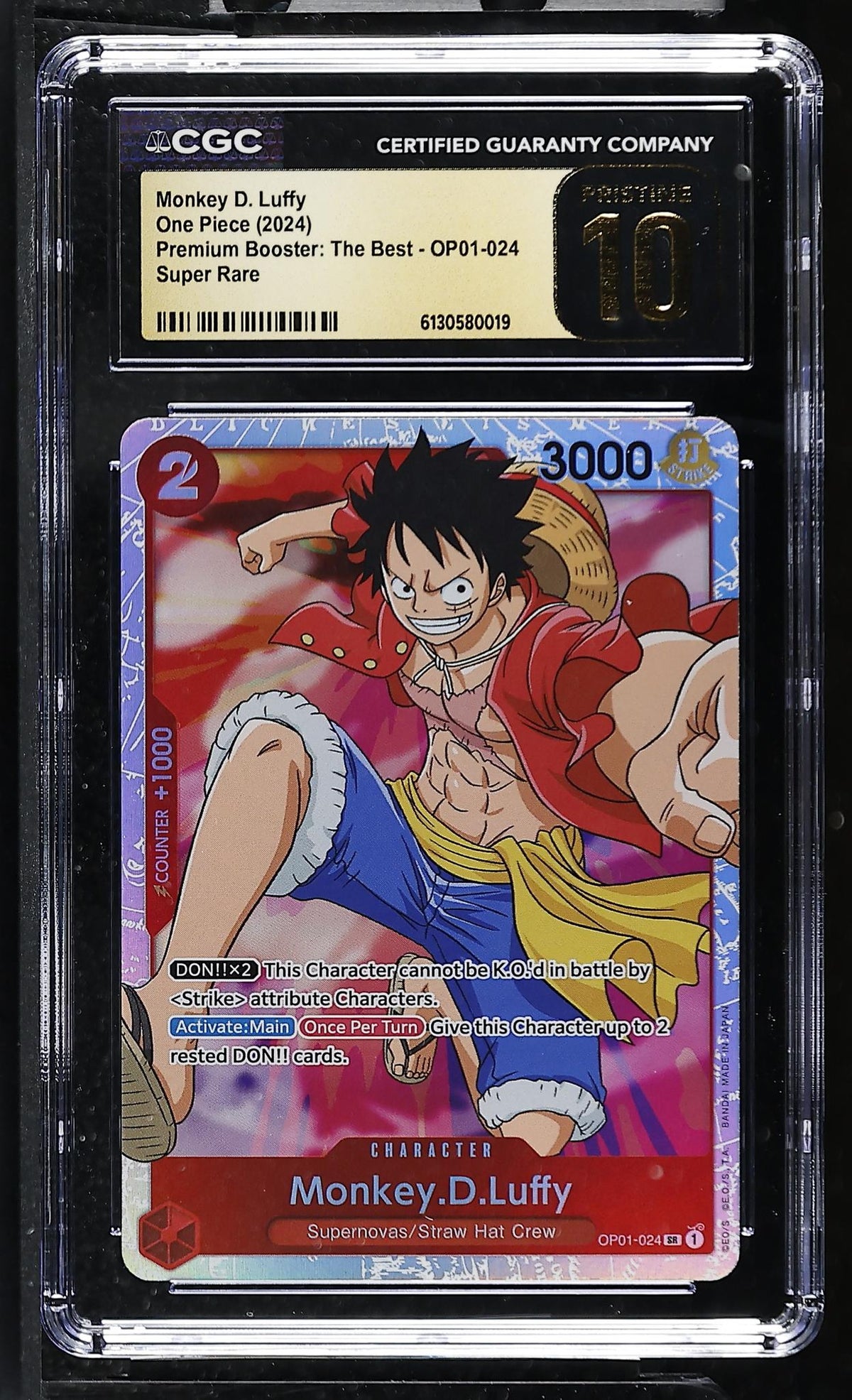 One Piece Premium Booster: The Best Monkey D. Luffy OP01-024 Super Rare CGC Pristine 10