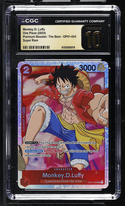 One Piece Premium Booster: The Best Monkey D. Luffy OP01-024 Super Rare CGC Pristine 10
