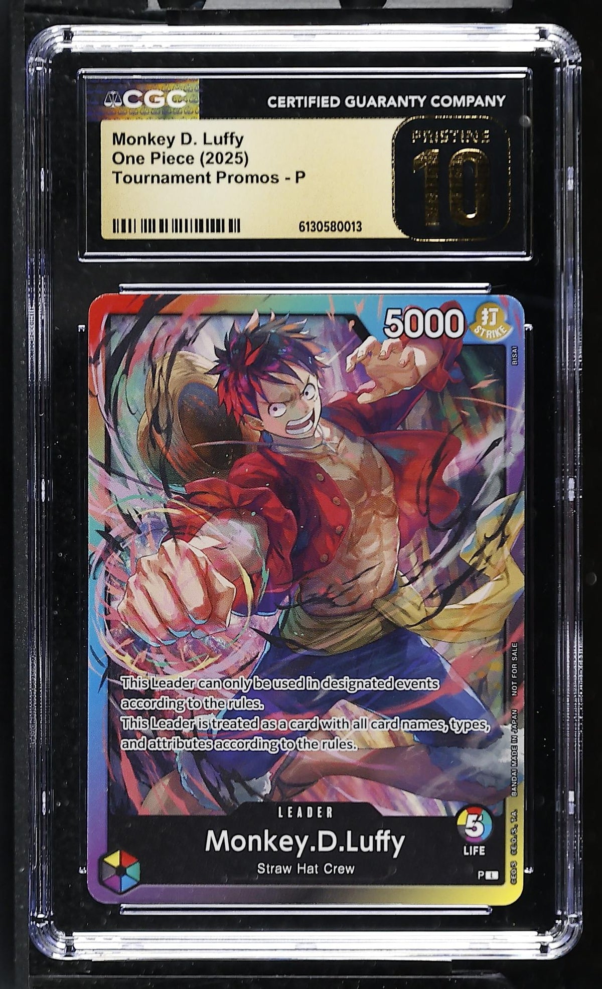 2025 Bandai One Piece Monkey D. Luffy P-001 Tournament Promos CGC Pristine 10