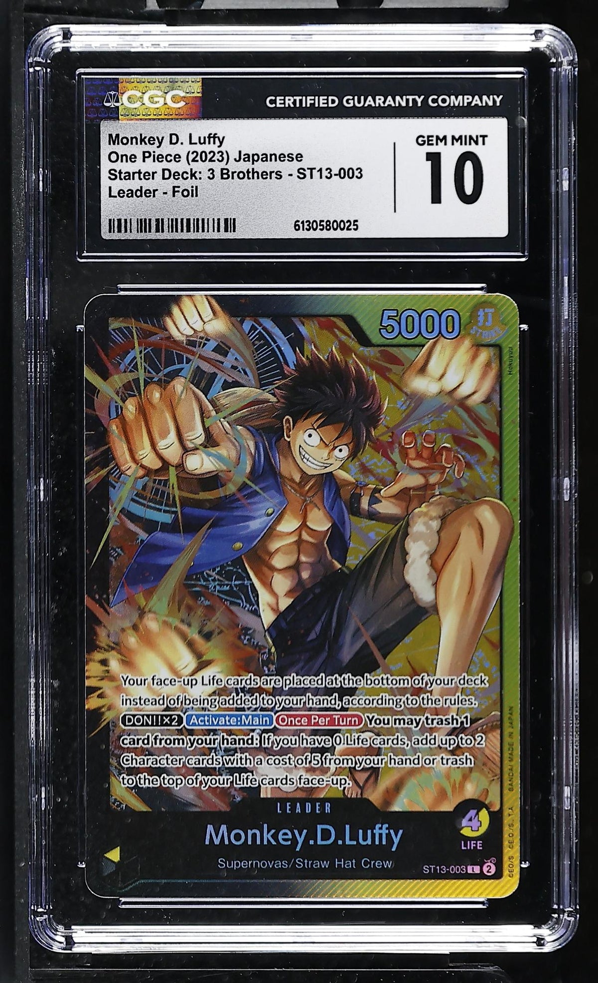 2023 One Piece Monkey D. Luffy ST13-003 Foil CGC 10