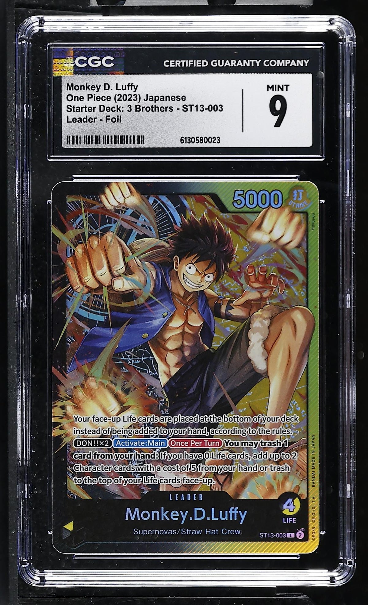 One Piece 2023 Monkey D. Luffy #ST13-003 3 Brothers Foil CGC 9
