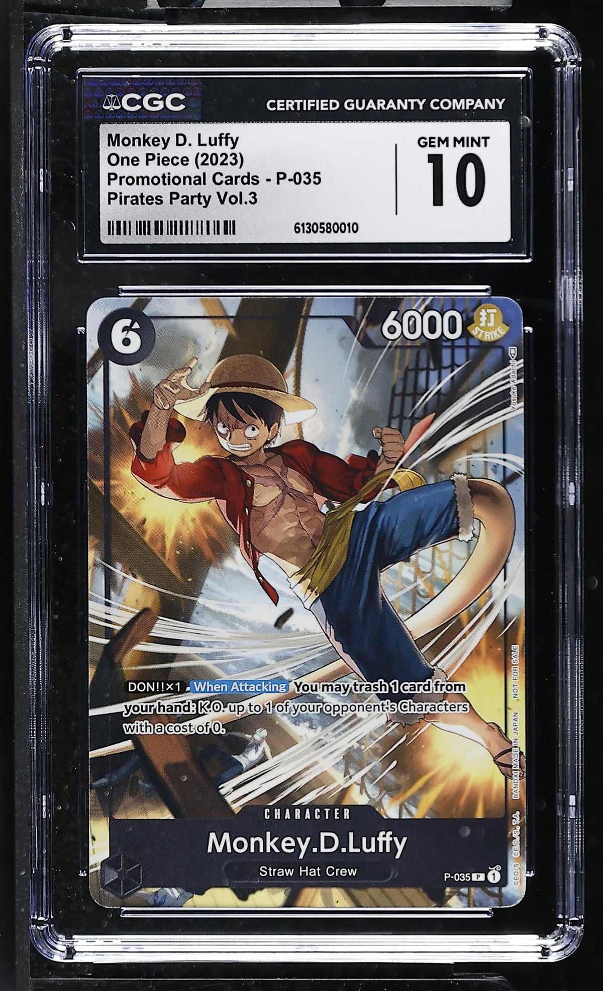 2023 Bandai Promotion Monkey D. Luffy P-035 CGC Gem Mint 10