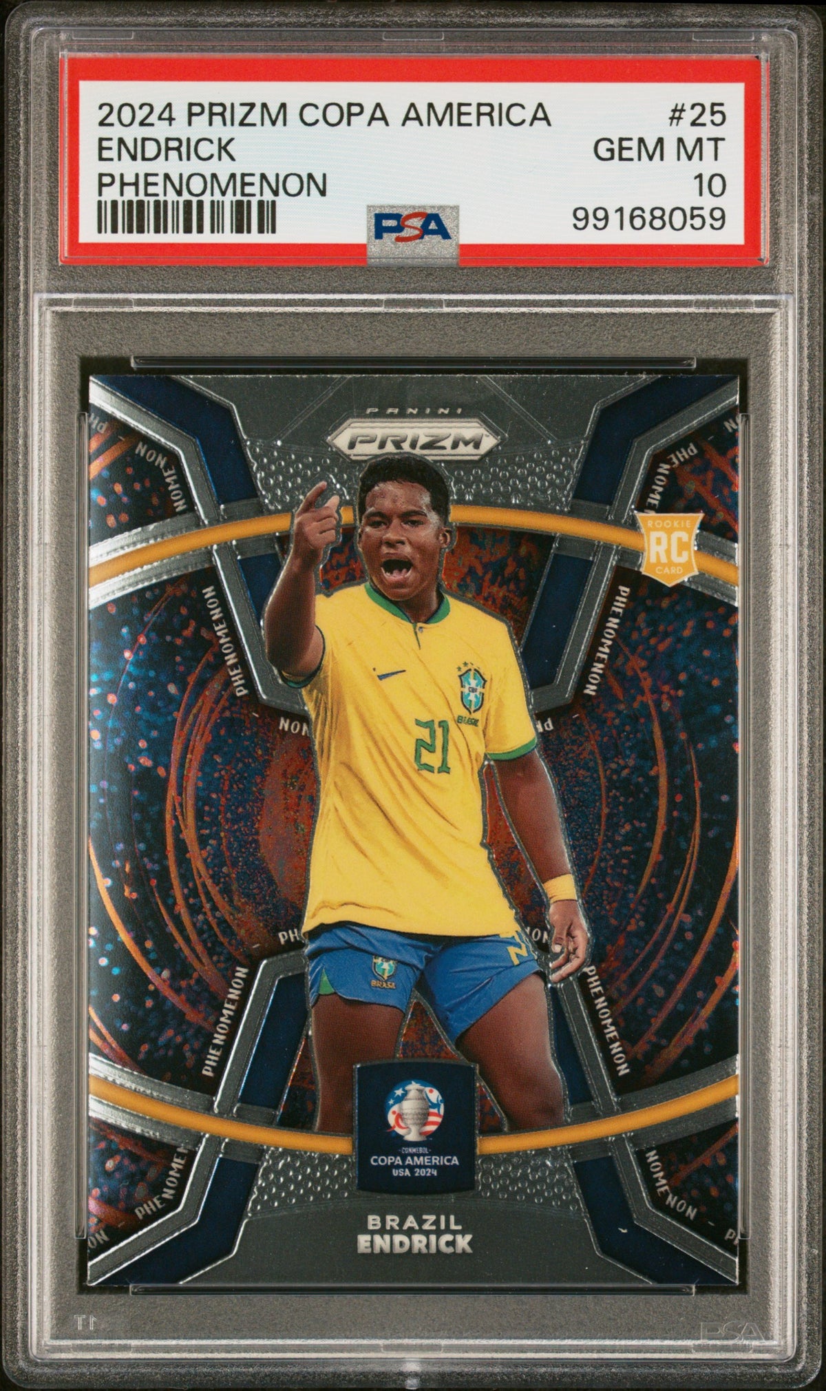 2024 Panini Prizm Copa America Phenomenon Endrick #25 PSA 10