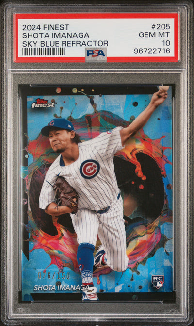 2024 Topps Finest Sky Blue Refractor Shota Imanaga #205 /150 PSA 10