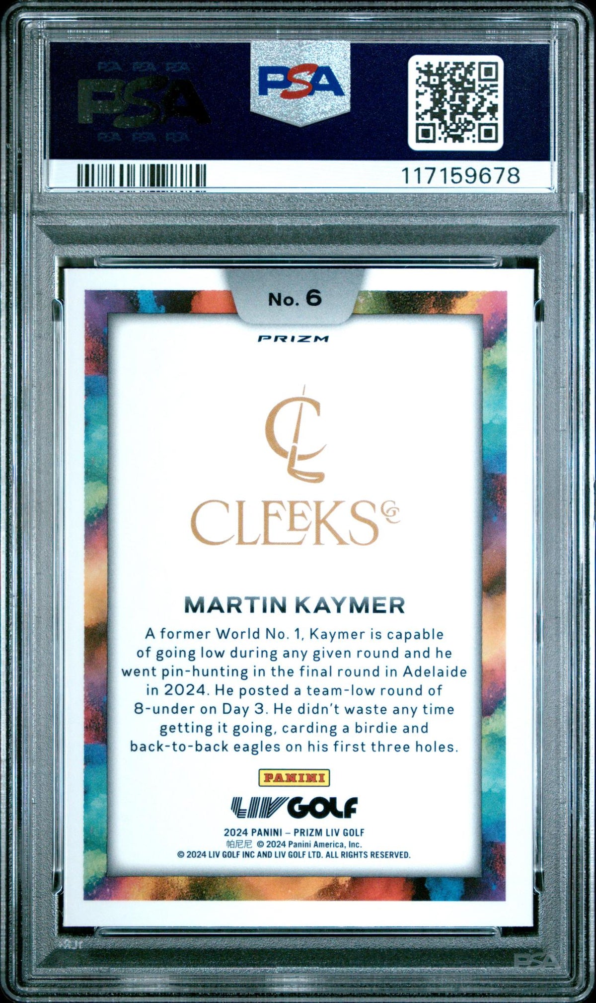 2024 Panini Prizm Liv Color Blast Martin Kaymer #6 PSA 10