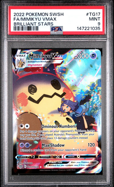 2022 Pokemon Sword and Shield Brilliant Stars Trainer Gallery Mimikyu Vmax #TG17 PSA 9