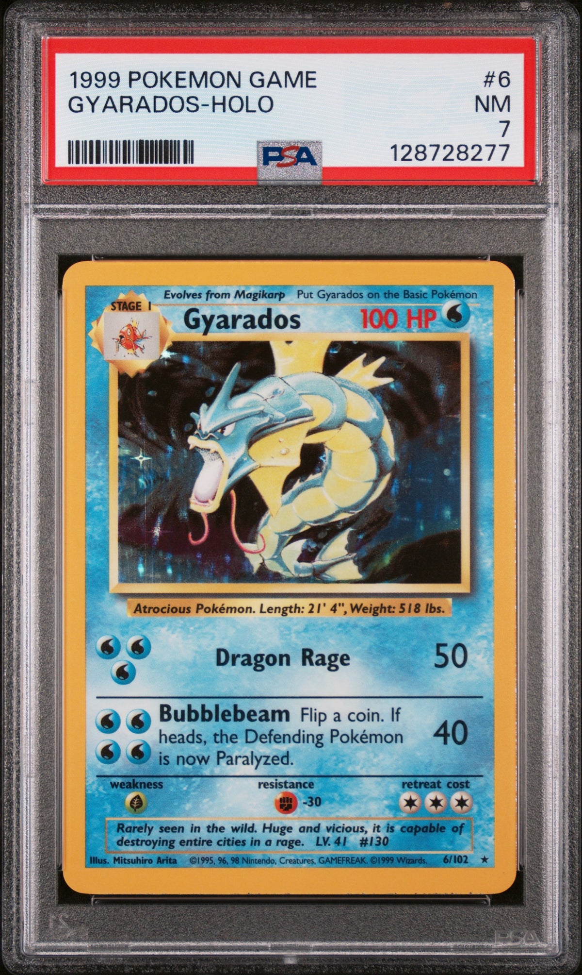 1999 Pokemon Game Holo Gyarados #6 PSA 7